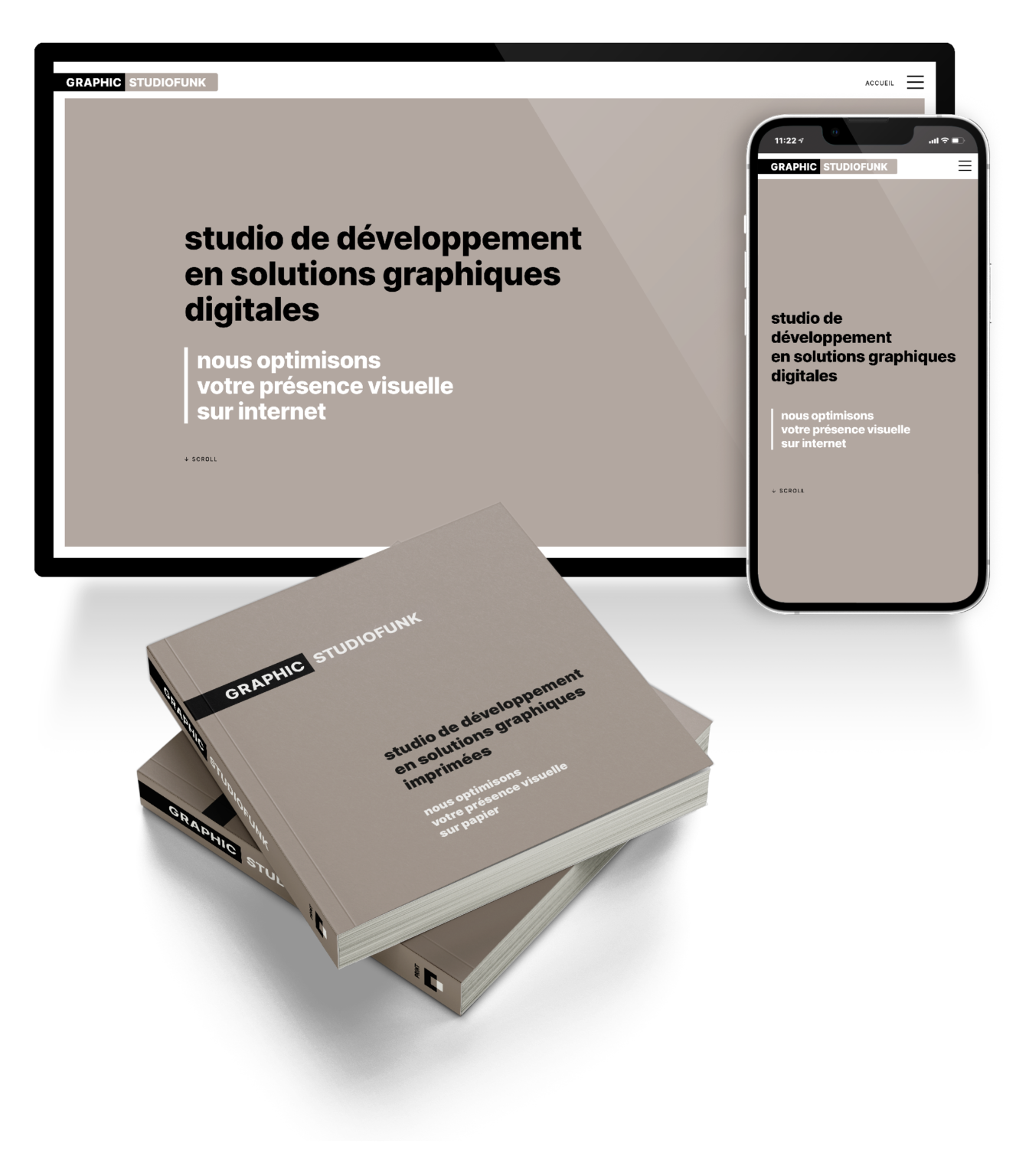 Composition tablette + mobile + livre de GRAPHIC STUDIOFUNK